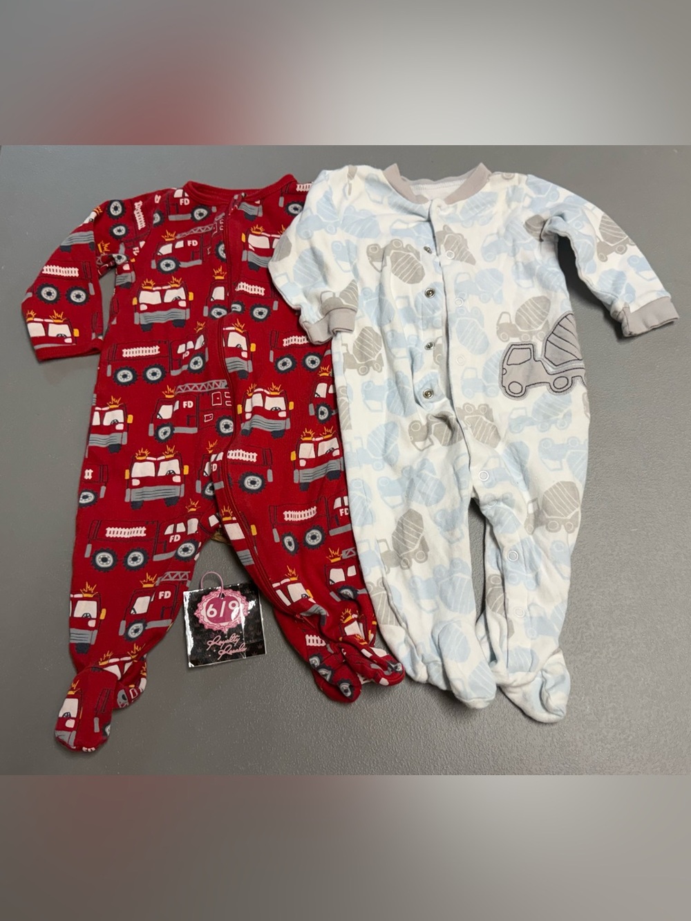 Carter's Red & Light Blue Vehicle Footed Pajama Set